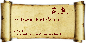 Policzer Madléna névjegykártya